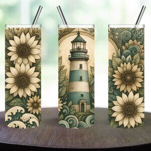 Sunflower Lighthouse Stainless steel 20oz Skinny Tumbler